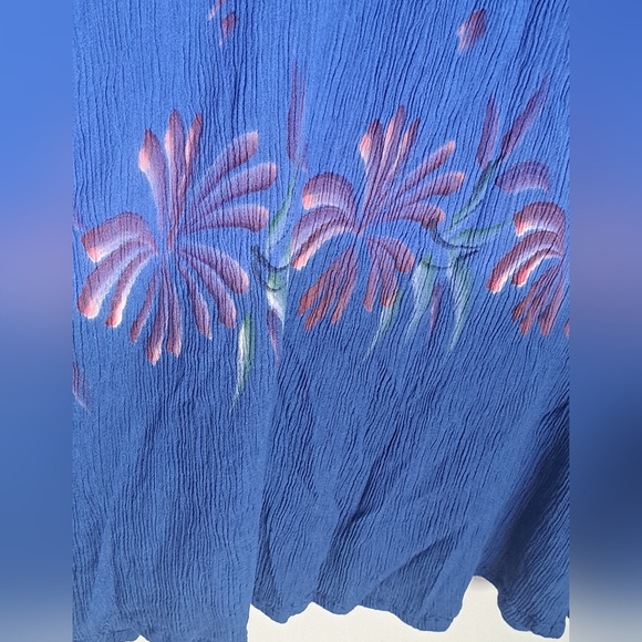 Hibiscus Collection Hawaii Rayon Slip On Blue Floral Print One Size Dress - Picture 4 of 6